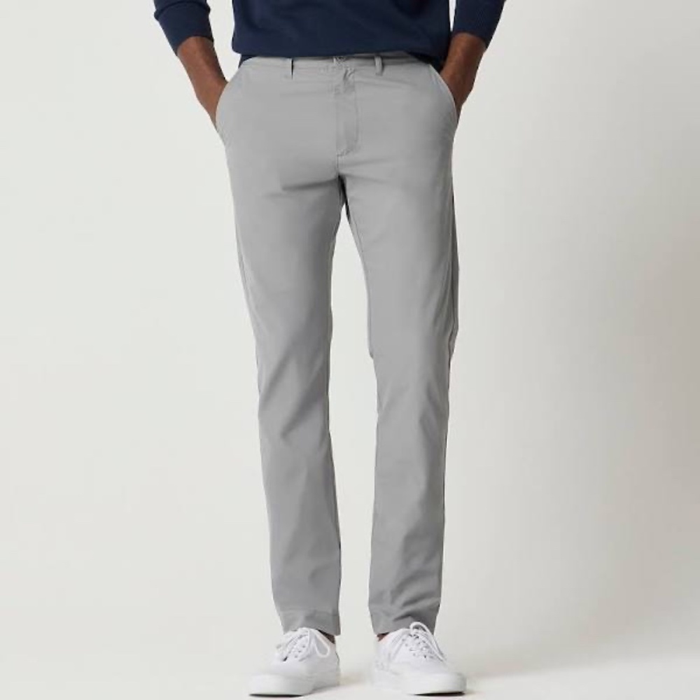 J. CREW Men's 484 Slim-Fit‎ Tech Pant Stretch Light Grey | Size W34 X L32